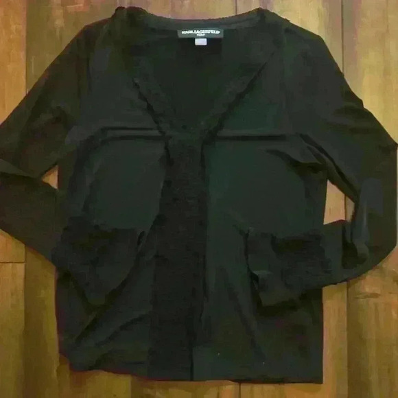 Beautiful women’s Karl Lagerfeld black long sleeve blouse size small - Picture 1 of 3